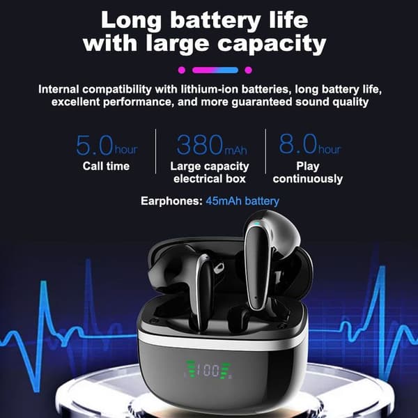 Trådløse ørepropper V5.1 Bluetooth-hodetelefoner, støydemping