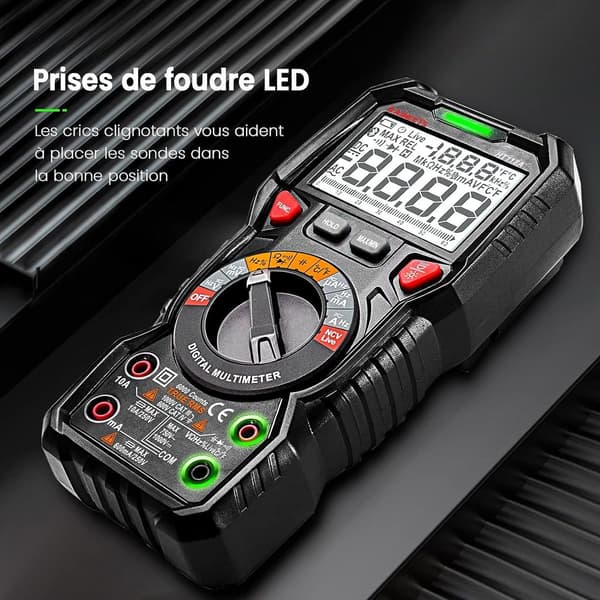 TRMS 6000 punkter automatisk digitalt multimeter (LED-forbindelsesguide), professionel