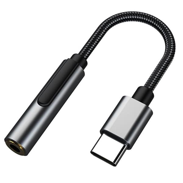 USB C - 3,5 mm:n ääniadapteri, uros-naaras-kaapeli, More Black