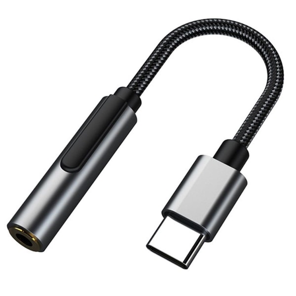 USB C til 3,5 mm lydadapter han-til-hun-kabel til mere sort