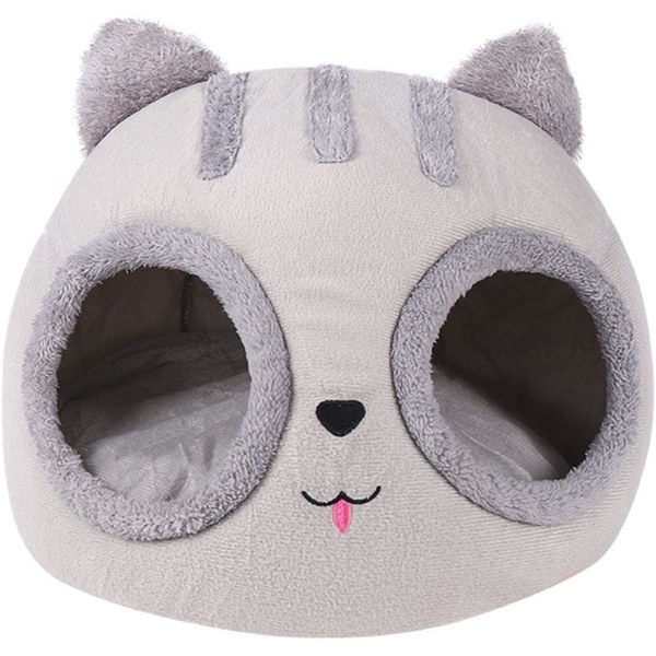 Kattbädd - Mjuk tvättbart överdrag - Katt huvudform - Bekväm husdjurskennel med mjuk tvättbar säng 35*35cm*30cm