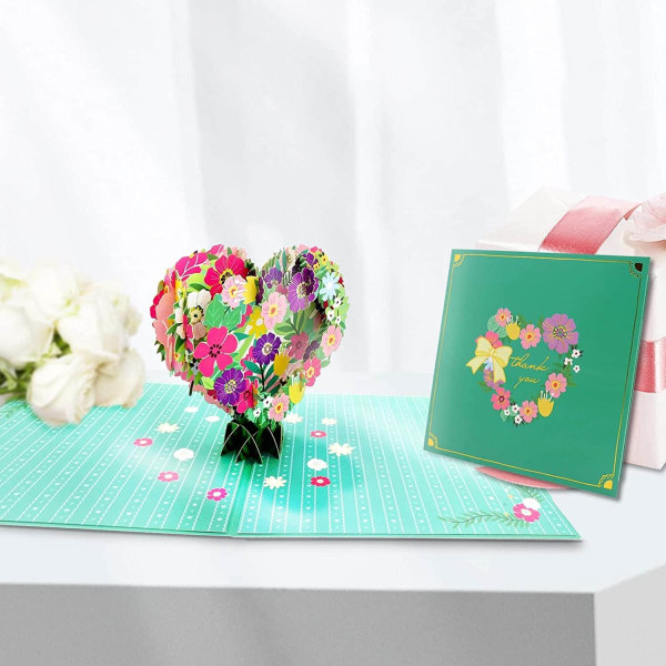 Fødselsdagskort til kvinde, mand, pigedreng Fødselsdagsinvitationskort, gavekort 3D pop op lykønskningskort med konvolut, krans