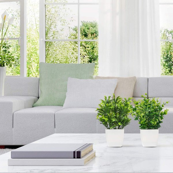 2 stk. Kunstige Mini-potteplanter i Plastik