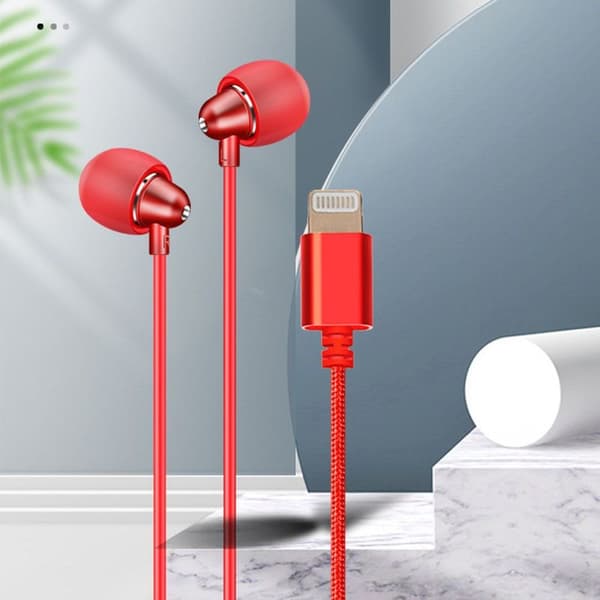 In-Ear-hodetelefoner for ørepropper kompatible med iPhone 11 Rød