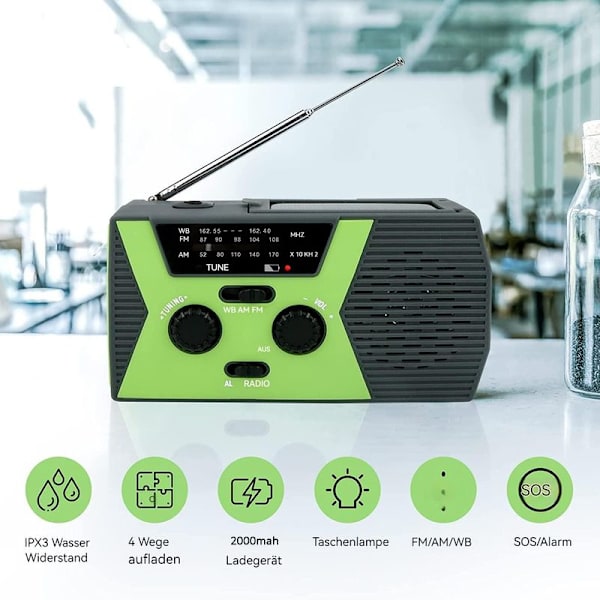 Kurvradio Solradio AM FM, Kurvradio Verdensmodtager, Nødradio, USB
