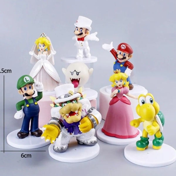 8 Super Mario figuuria Wedding Toys bowser koopa persikka jne. KLB