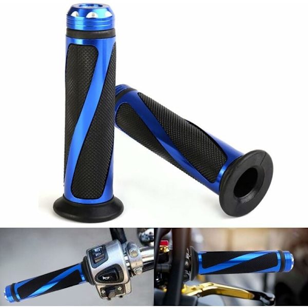 Universal Motorcykel Greb 1 Par Universal 7/8\" Motorcykel Gummi Styrgreb (Blå) KLB