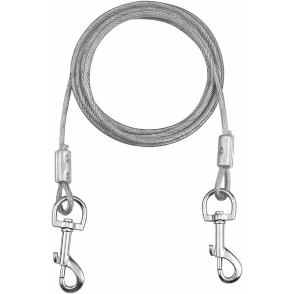 Tether-kabel for hunder opptil 80 kg, 3 meter, leiebånd for små, mellomstore eller store hunder (hvit) KLB