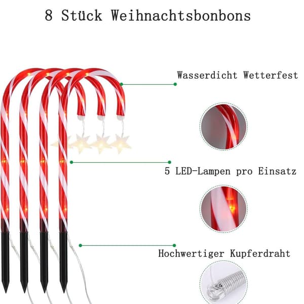 Festive solcelle-fe-lys - slikstokke - IP65 KLB