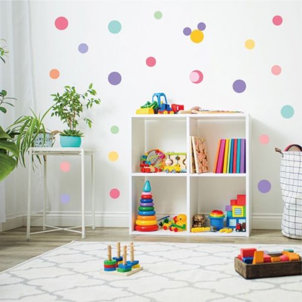 Paket med 10 Färgglada Polka Dot Väggdekaler Självhäftande DIY Barnkammare Sovrum