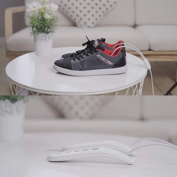Bærbar skotørker med USB-ladekabel og timer (hvit)