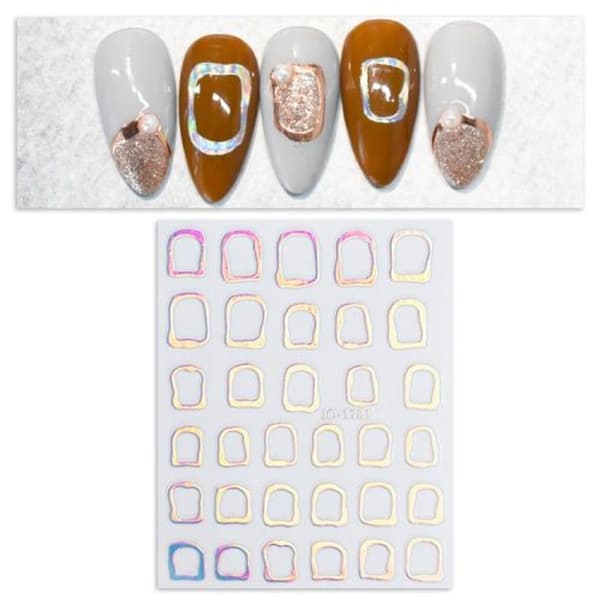 10 stk. Ko Farve Blok Neglekunst Stickers (1781 Plain Silver)