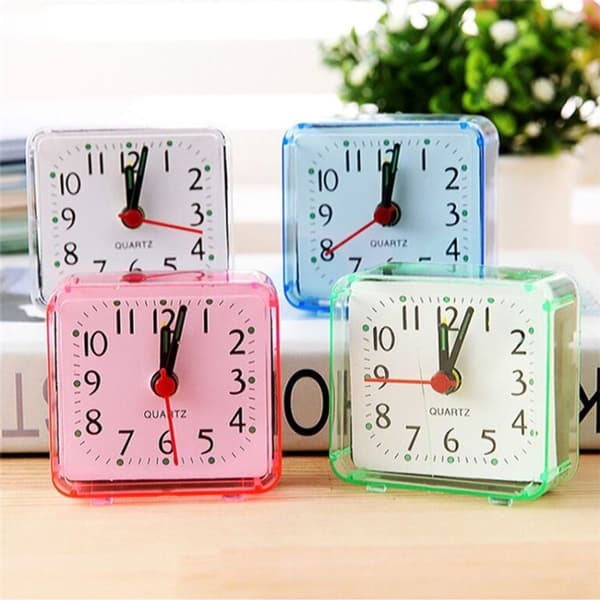 Kvadratisk väckarklocka Transparent Box Kompakt Digital Mini Sovrum Sängbordsklocka