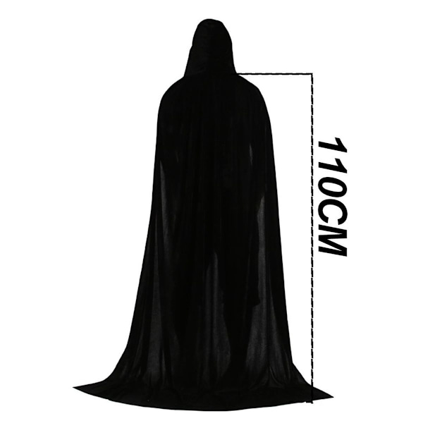 Unisex sort fuld længde hætte kappe kostume