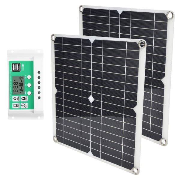 2 stk. 15W bærbart solpanel-sæt med 10A solcelleopladning KLB