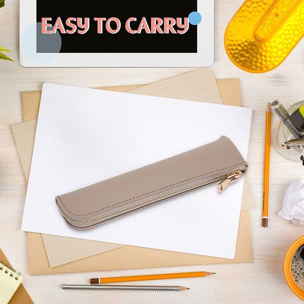 Pen Bag Protector, PU Lær Lommepenn Holder, Khaki KLB