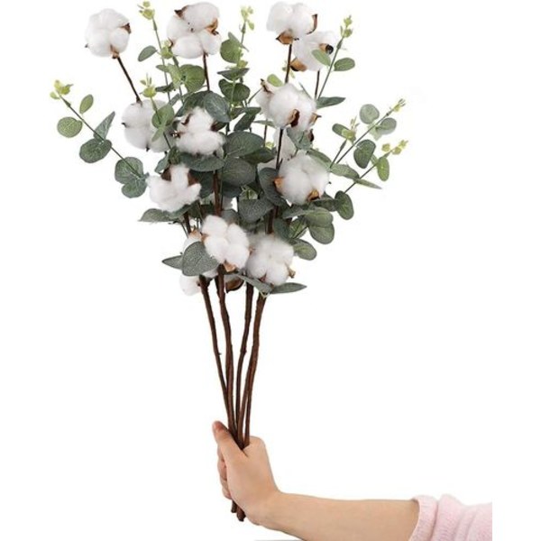 Bomulds Eucalyptus Bouquet, 4stk/6stk Bomulds Stængler Blomster DIY