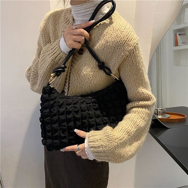 Bubbelfleece Crossbody Väska Dam Axelremsväska Handväska