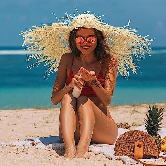 Halm Solhat Strand Rejse Gartner Kvinde Sommer