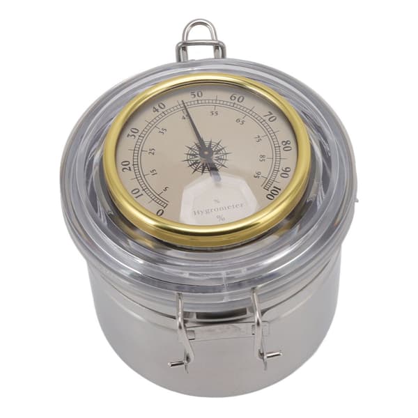 Cigar glas i rostfritt stål med silikonring och hygrometer KLB