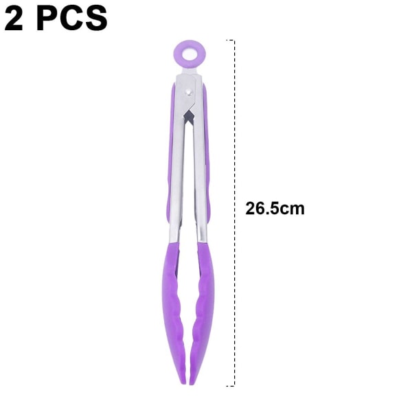 Premium stainless steel kitchen tongs with purple silicone closure KLB