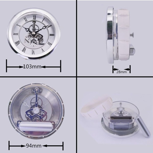 Metal Perspective Clock Gear Wall Clock DIY Clock Accessories 103mm Silver Perspective Clock