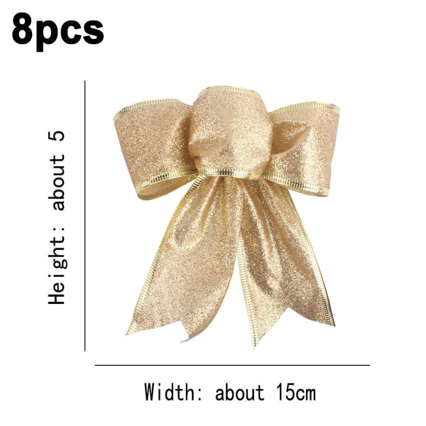 Pack of 8 glittering Christmas wreath bows, gold KLB