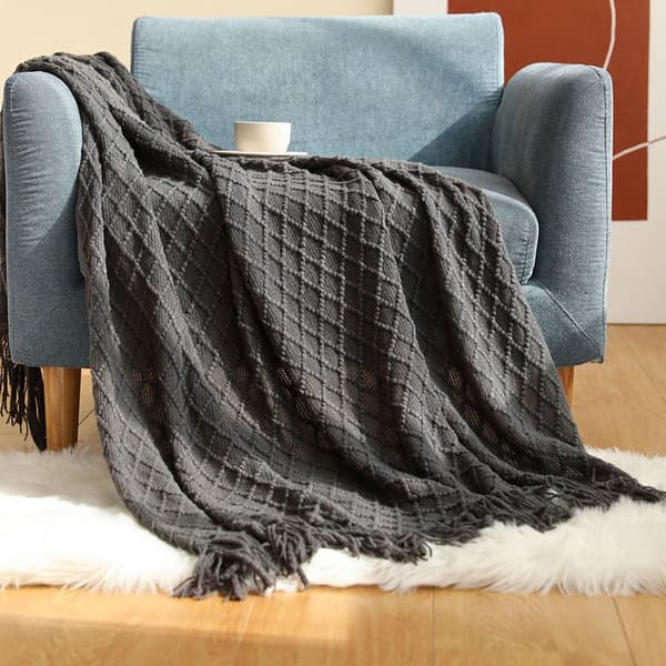 NordicEinfarbigDeckePlaidWeicheGestrickteDecke