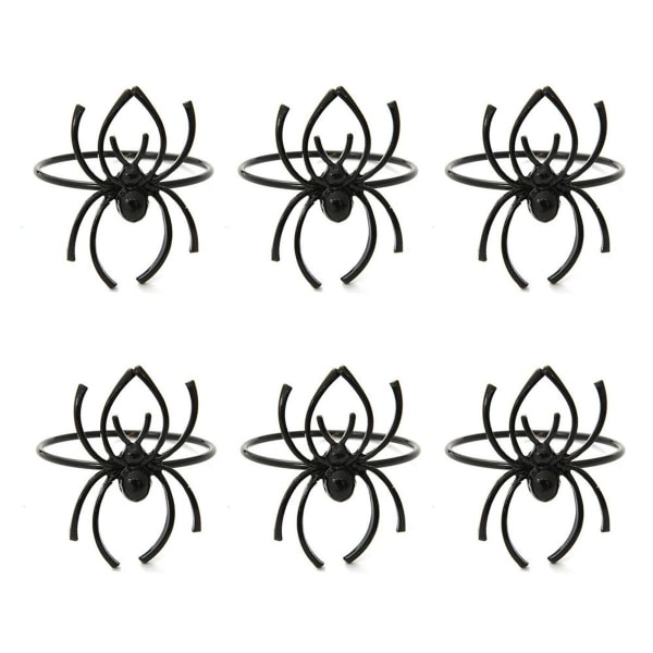 Spider Halloween Servietringe Metal Servietringe Sort 6Set
