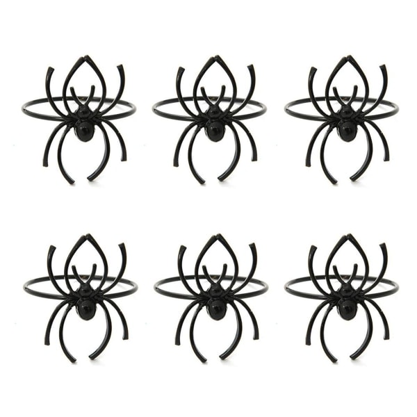 Spider Halloween Serviettringer Metall Serviettringer Svart 6Set