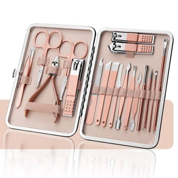 Rustfritt stål neglesaks sett skjønnhet øyenbryns trimmer - 18stk/sett (Rose Gold)