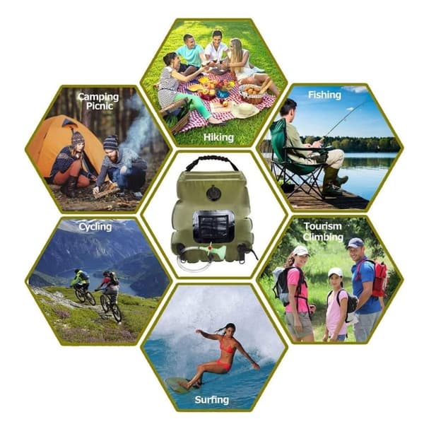 Campingdusj solardusj 20L dusjpose solvarme campingdusjpose med KLB