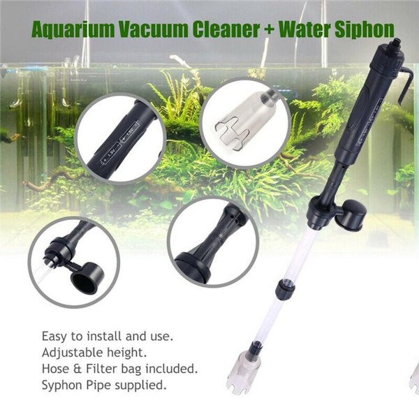 Elektrisk akvariumdammsugare sifon driven grus vatten