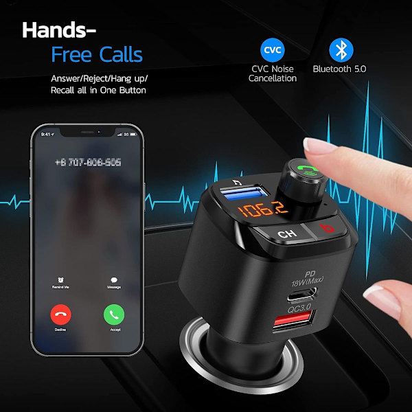 Bluetooth-sändare, trådlös Bluetooth 5.0 trådlös adapter KLB