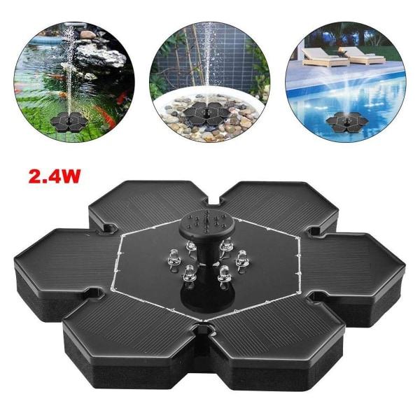 2,4W solcellsfontänpump för fågelbad med LED-belysning
