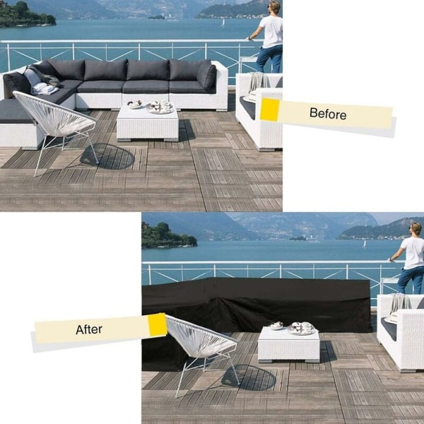 L-shaped patio furniture cover - Black, 222 x 286 cm, dustproof and waterproof