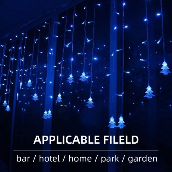 Gardinlys, 96 LED Fairy Lights 3m*0,65m,8 lysmoduser,vindusdekorasjon,jul,bryllup,bursdag,hjem,terrasse,blå [Energiklasse G]