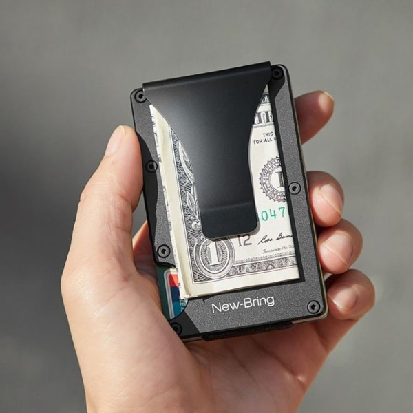 Niu Bing Metalliskt Kortfodral Ultratunt Enkelt Plånbok för Män RFID Stöldskydd