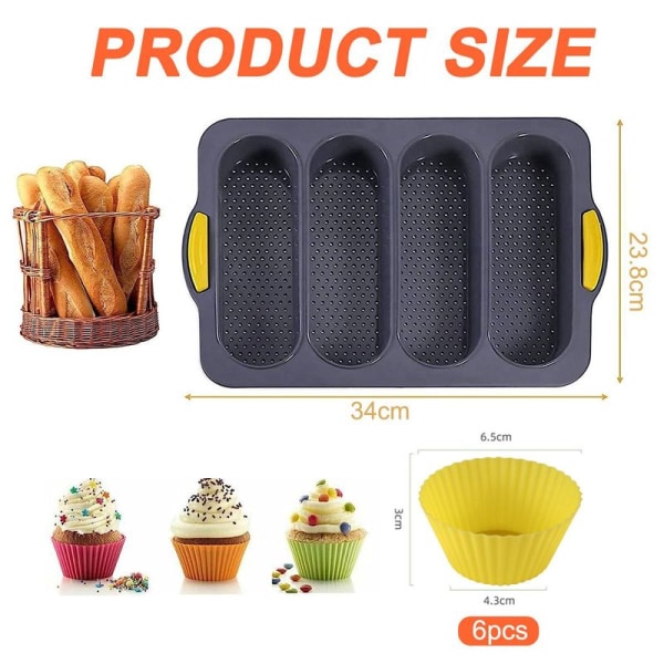 Silikone havregrynsform bageform til bagning af baguetter/hotdogboller, brødform