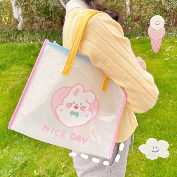 Sommer Jente Jelly Bag Tegneserie Transparent Skulder Bag Vanntett Strand Bag