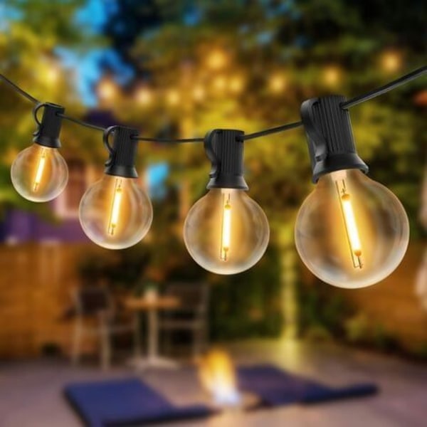 Utendørs LED-strenglys med 4 erstatningspærer, IP44 vanntett for hage, fest, uteplass, bryllup, No l BF