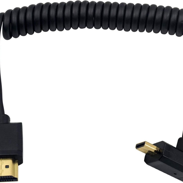 HDMI til standard HDMI-kabel, Micro HDMI til HDMI kveilet vinklet 1,2m