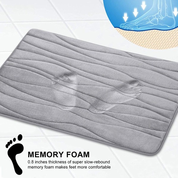 Bølgeformet stribet memory foam gulvmåtte badeværelse absorberende gulvmåtte husholdning badeværelse e