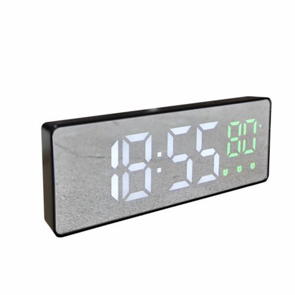 Röstaktiverad elektronisk klocka med LED-dämpningsfunktion, datum- och temperaturvisning (se