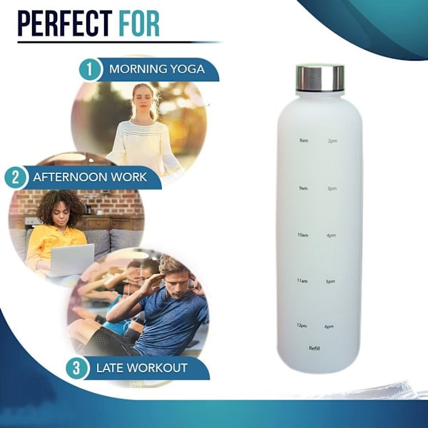 1000 ml genanvendelig Tritan vandflaske, hvid KLB