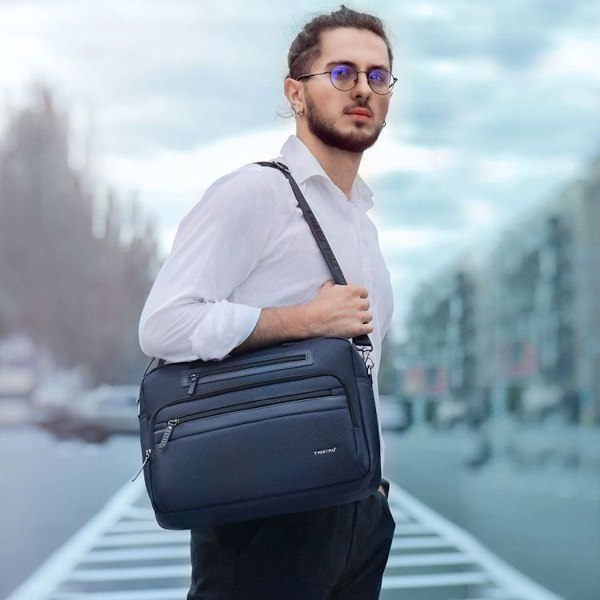 Tigernu T-L5207 Herre Business Laptop Bag Multifunksjonell Messenger Skuldermappe