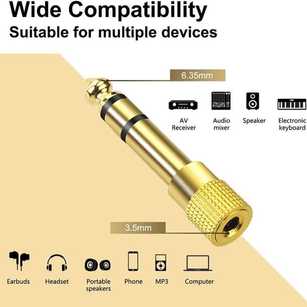 Audio jack adapter 6,35 mm jack plugg til 3,5 mm jack sokkel adapter