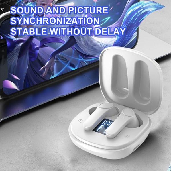 Trådløse høretelefoner, Bluetooth høretelefoner, IPX6 hvid
