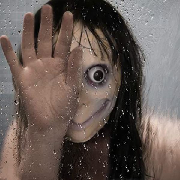 Skräckdjävuls mask med långt hår, läskiga utmaningsspel onda kostym Halloween läskig cosplay festdekoration rekvisita