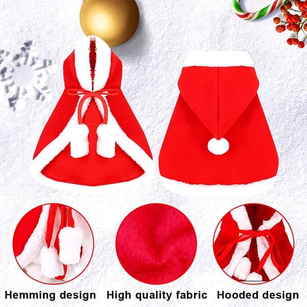 Pet Julekostume Poncho Cape med Hat Julemand Cape til Katte